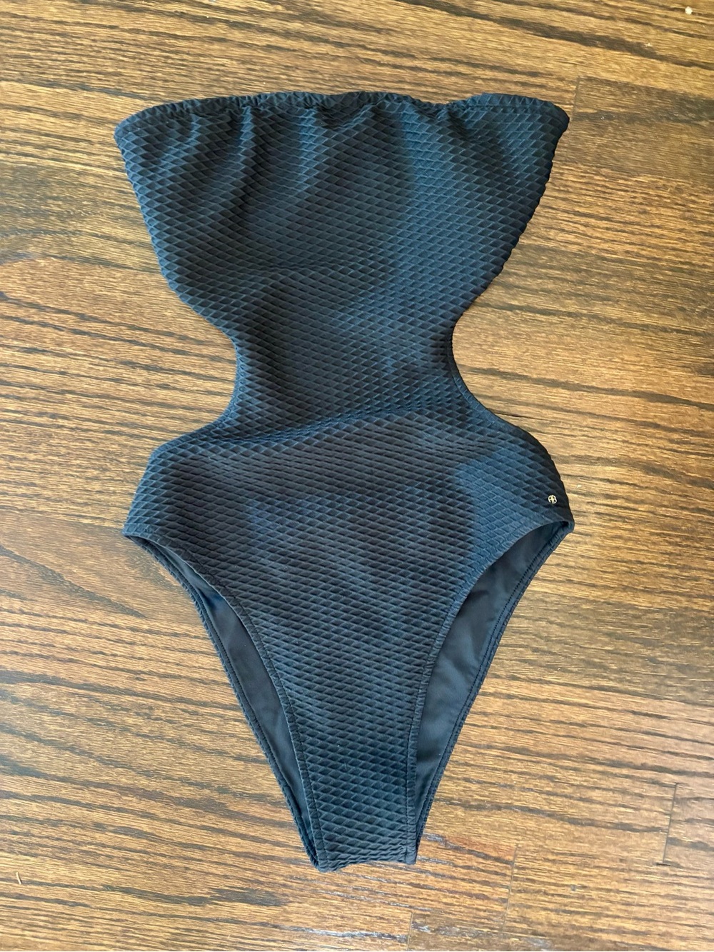 Anine Bing Black Textured One-Piece Swimsuit